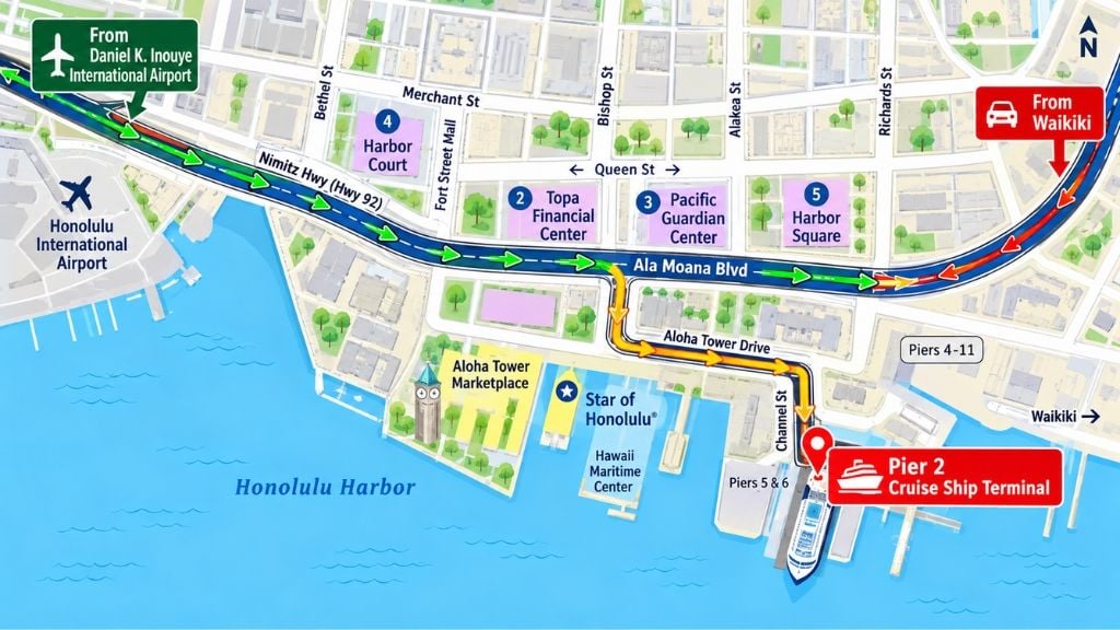 Port of Honolulu Cruise Parking - Port of Honolulu Illustration Map