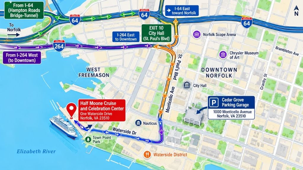 Port of Norfolk Cruise Parking - Port of Norfolk Illustration Map